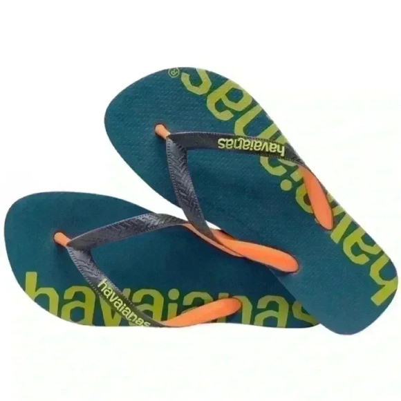 Havaianas Genuine Flip-Flops Boys Girls Unisex Kids Navy Blue Green Child 1.5 - Picture 2 of 9